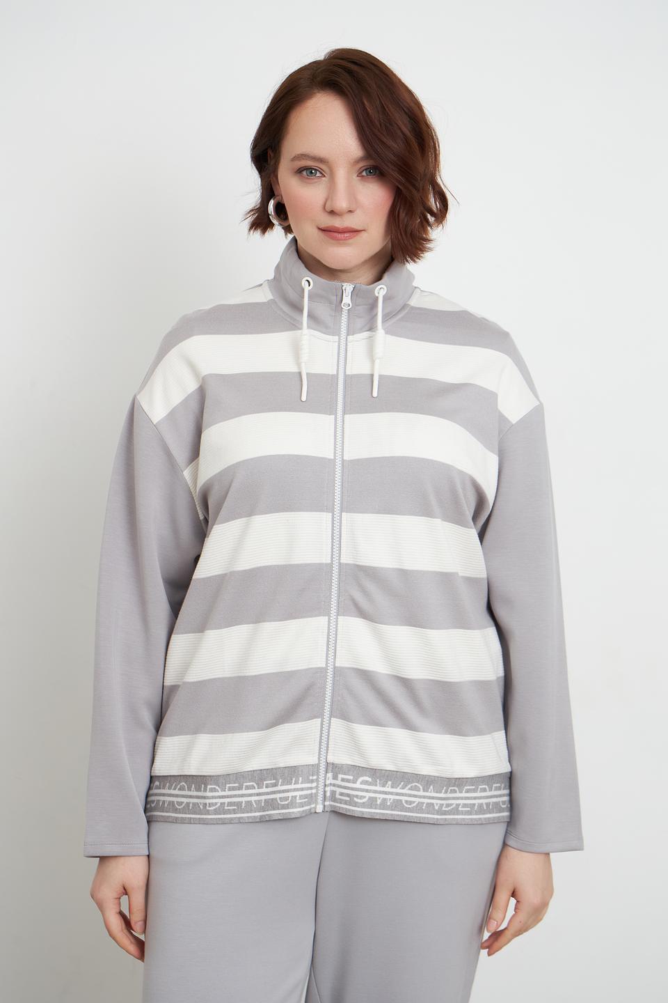 Жакет Lebek полоска серый