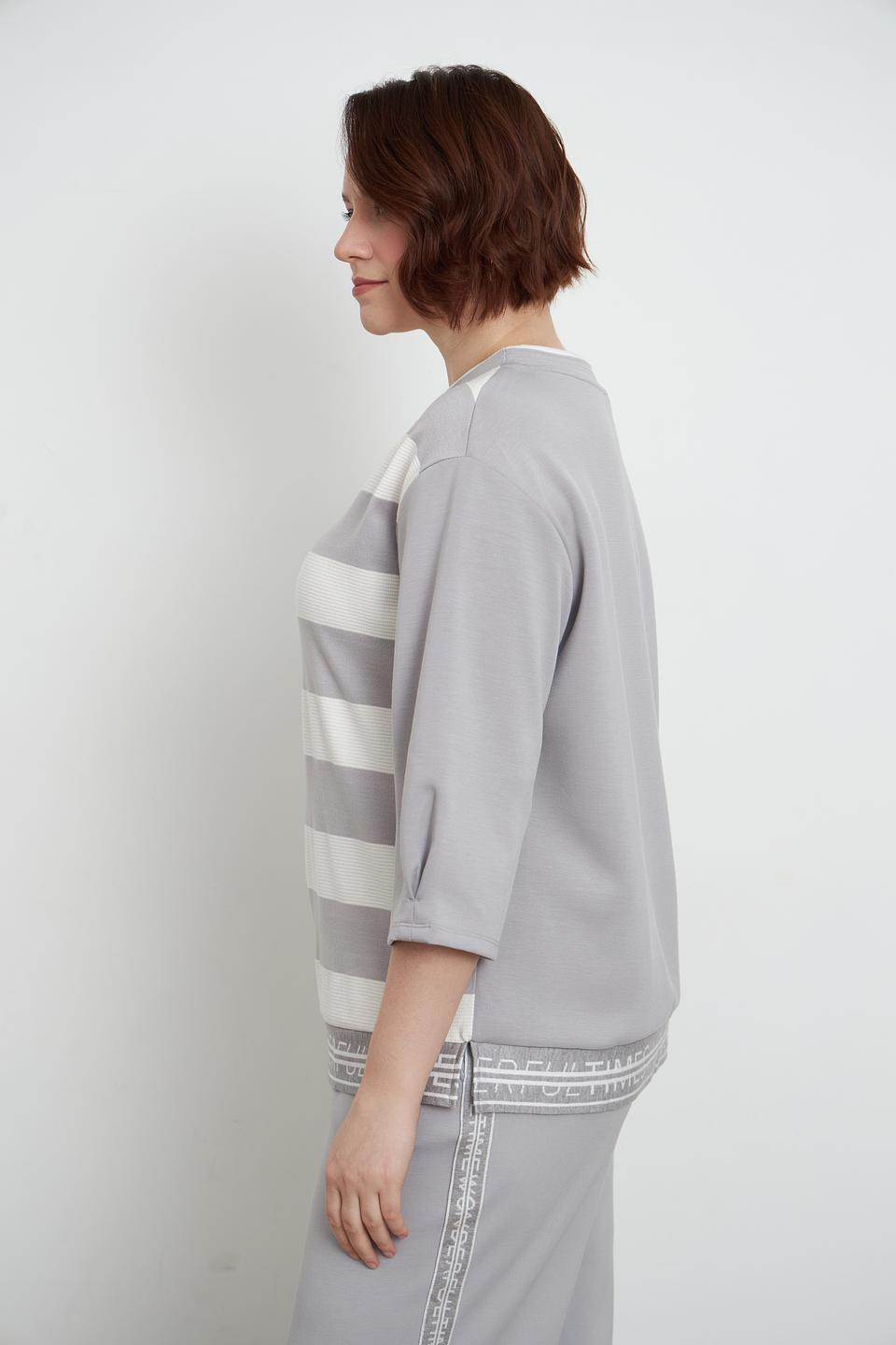 Пуловер Lebek в полоску серый