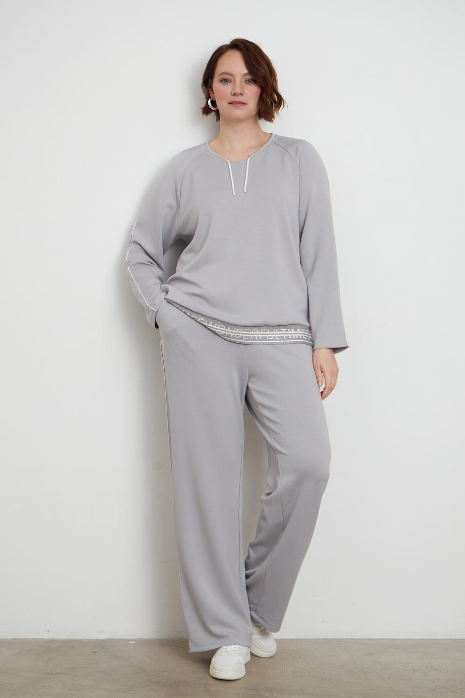 Пуловер Lebek серый с полосой