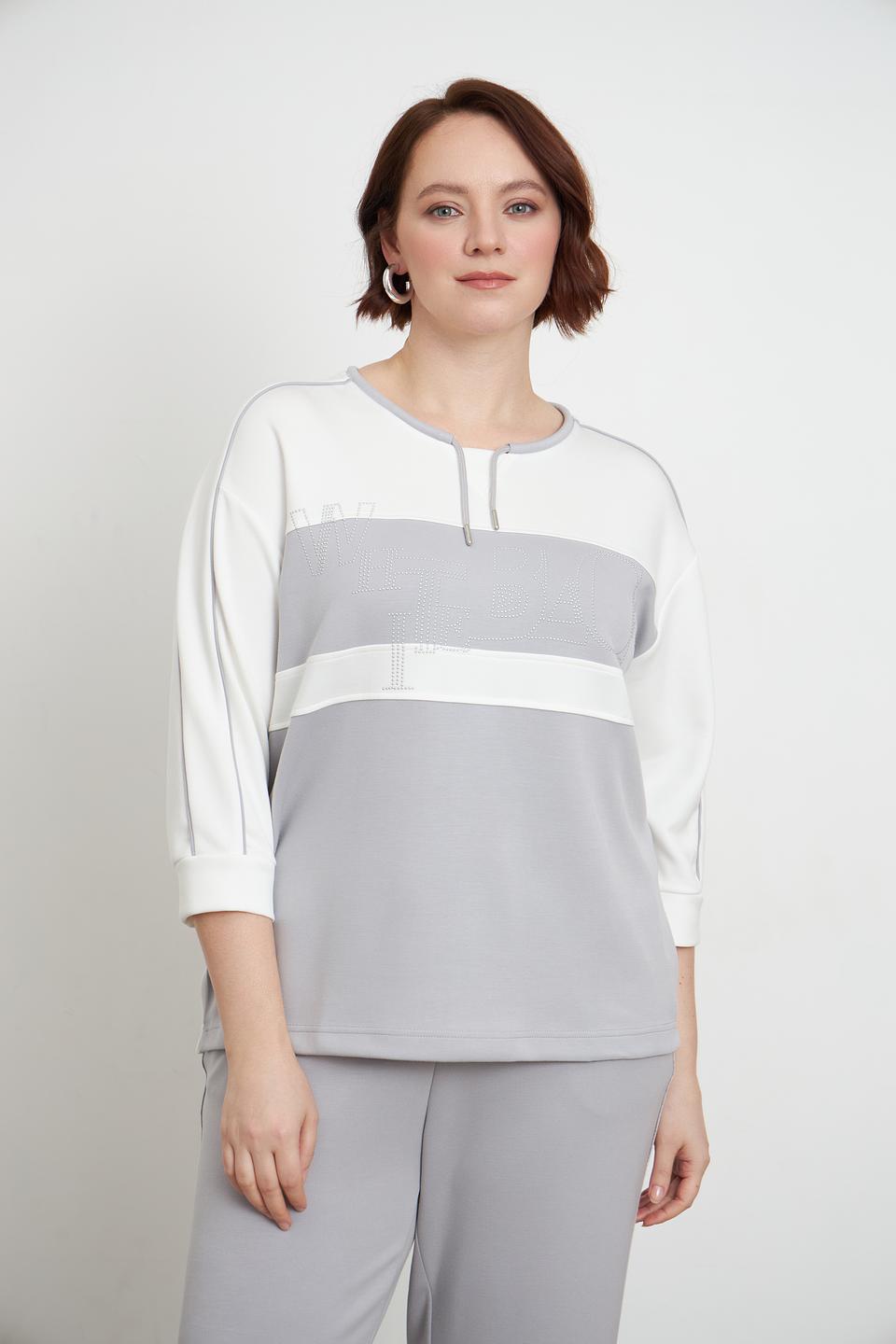 Пуловер Lebek с логотипом серый