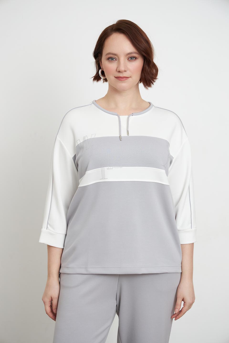 Пуловер Lebek с логотипом серый