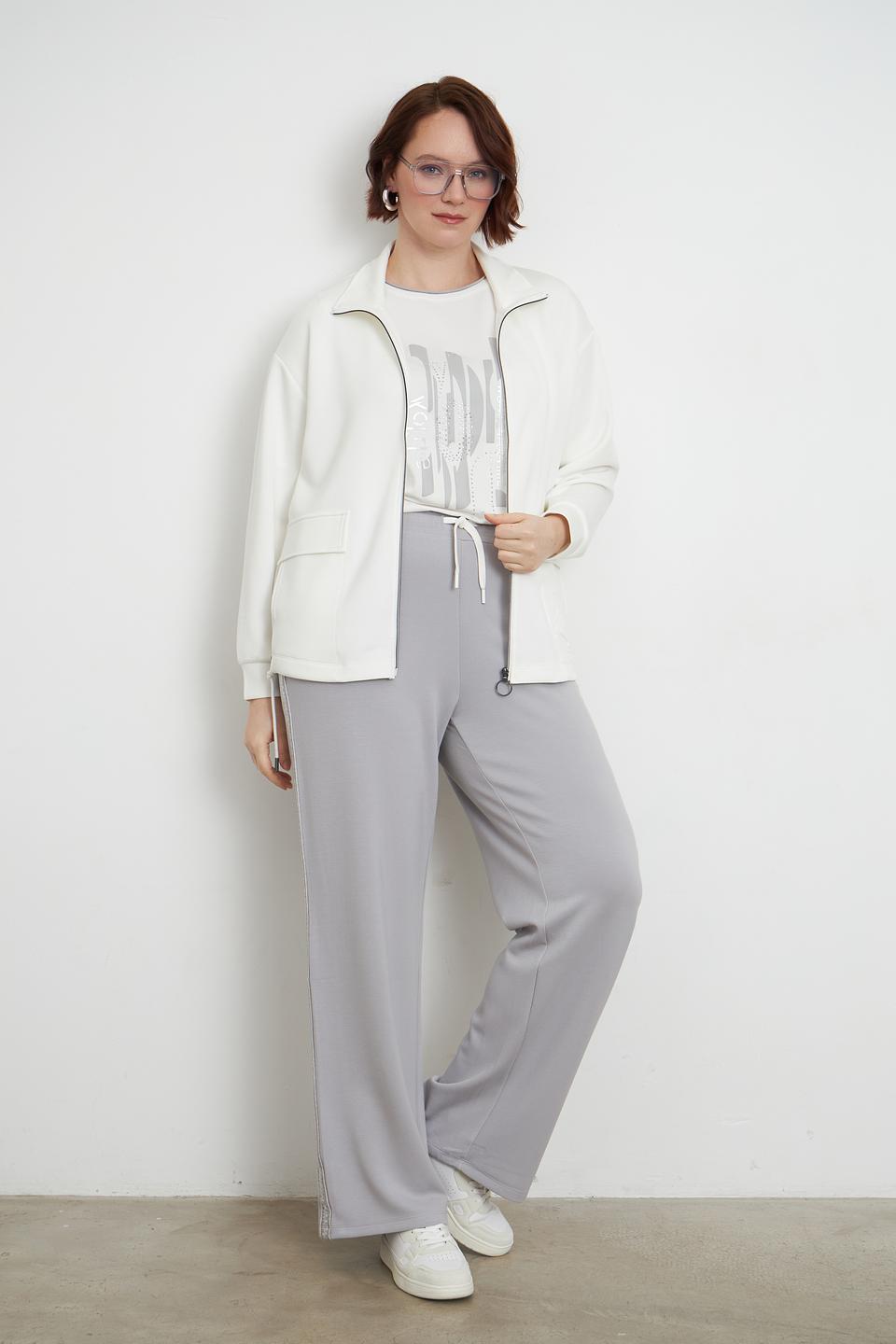 Брюки Lebek серые с полосой