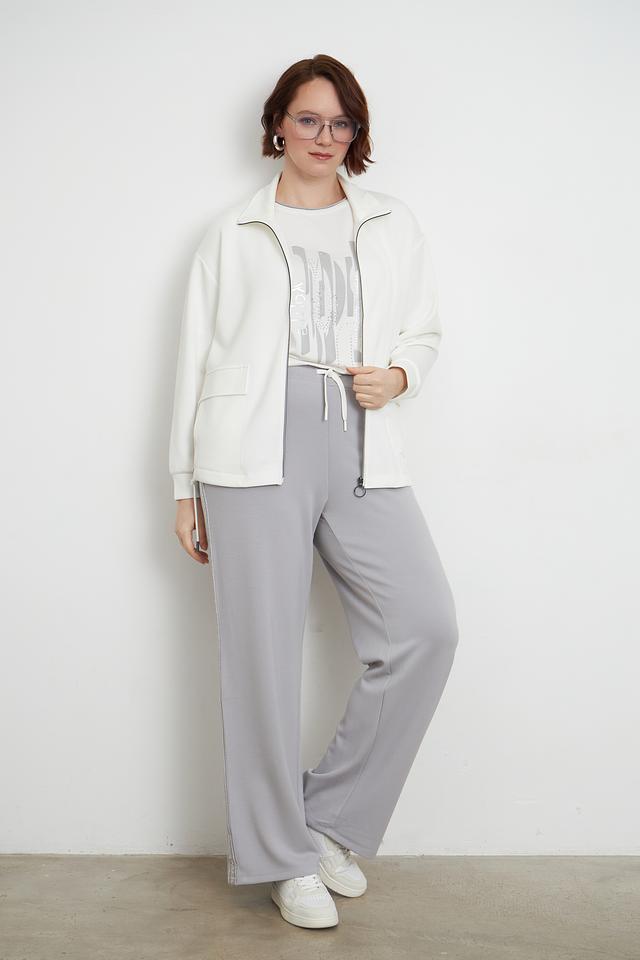 Брюки Lebek серые с полосой