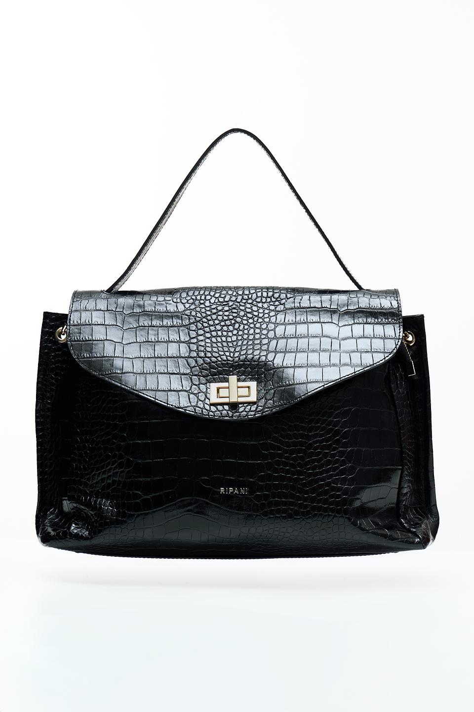 Сумка Ripani под крокодила чёрная