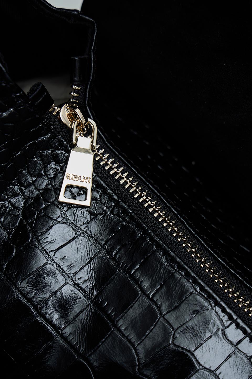 Сумка Ripani под крокодила чёрная