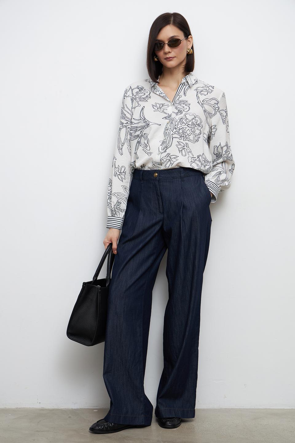 Джинсы палаццо Luisa Cerano тёмно-синие