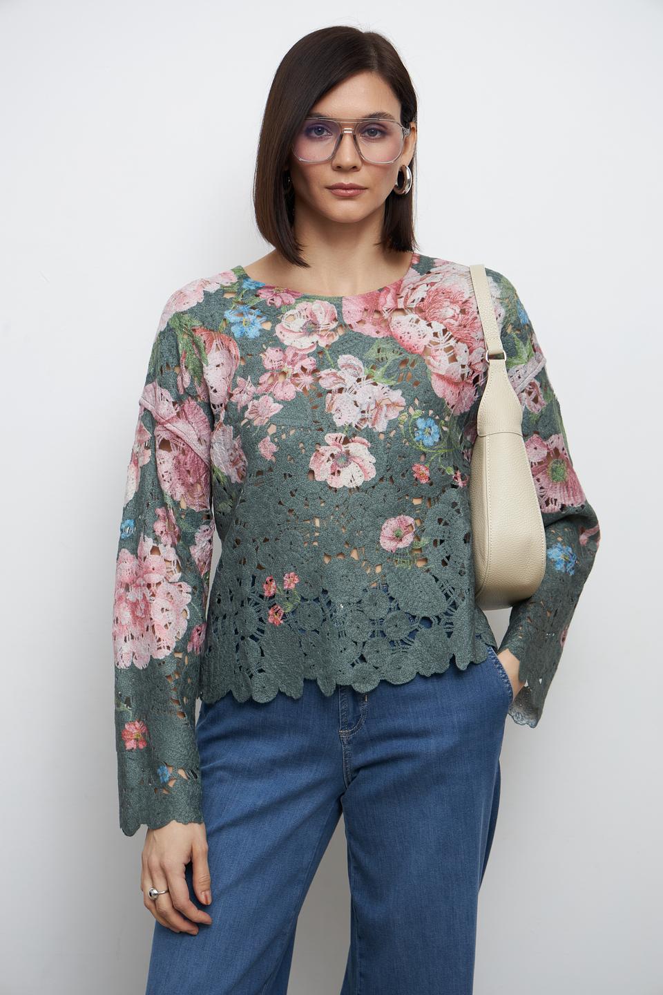 Пуловер Oui с цветочным принтом