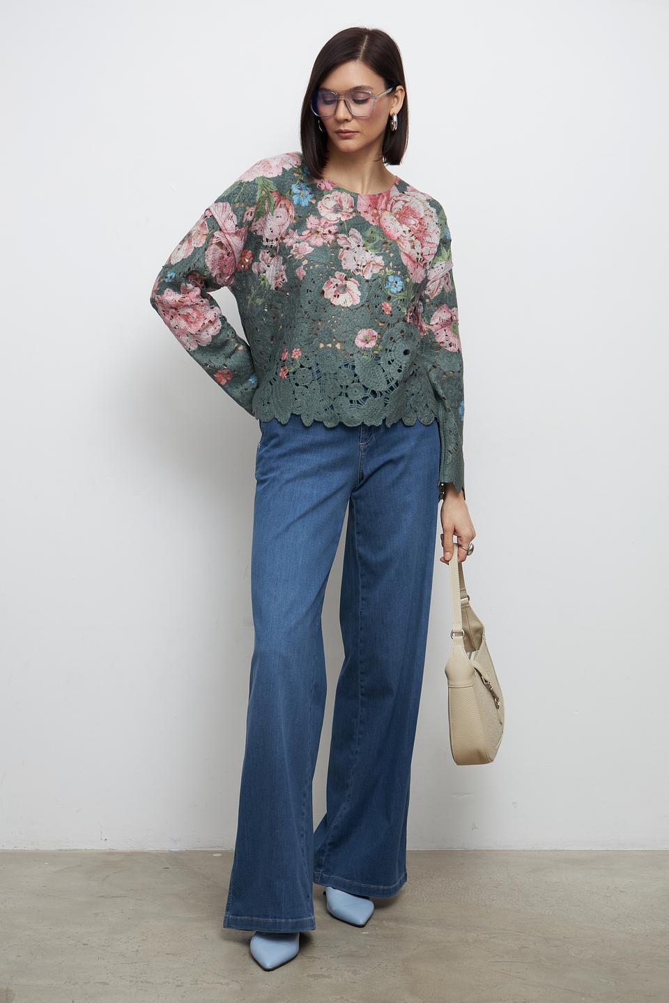 Пуловер Oui с цветочным принтом