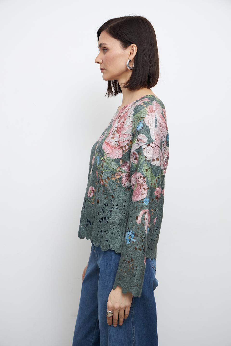 Пуловер Oui с цветочным принтом