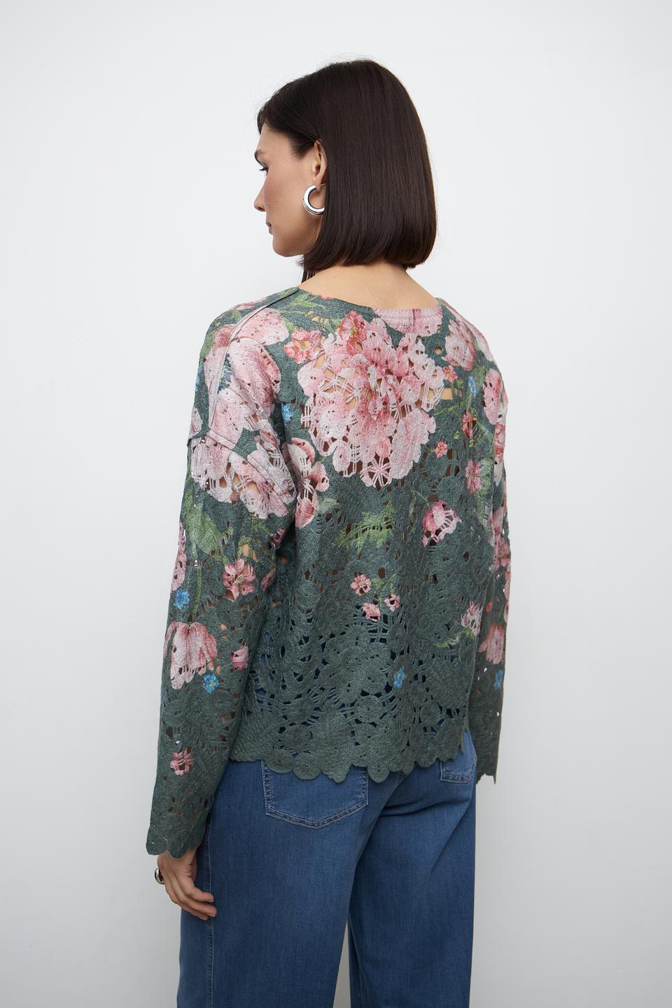 Пуловер Oui с цветочным принтом