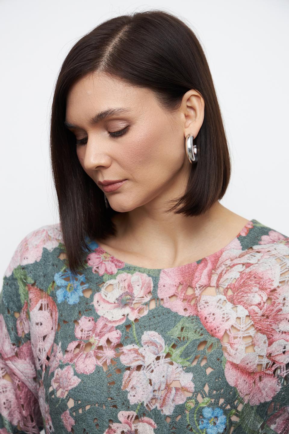 Пуловер Oui с цветочным принтом