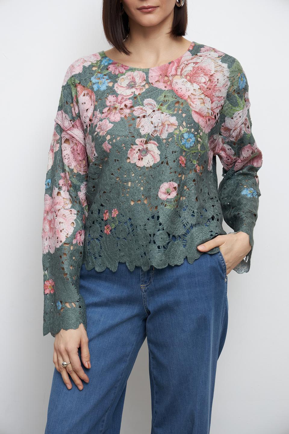 Пуловер Oui с цветочным принтом