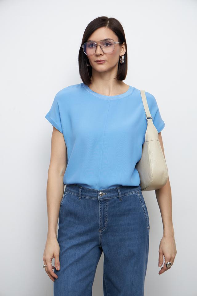Блуза Bianca голубая с коротким рукавом