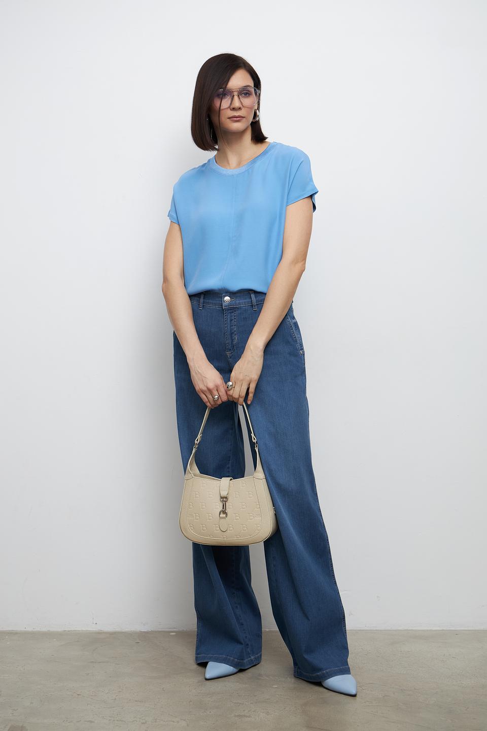 Блуза Bianca голубая с коротким рукавом