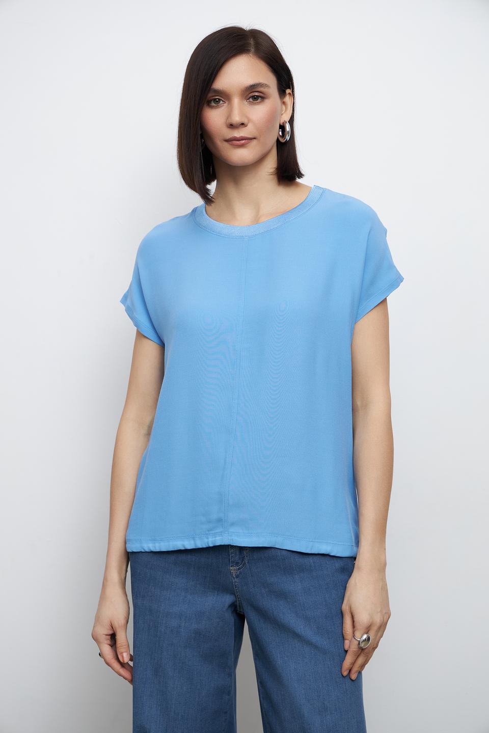 Блуза Bianca голубая с коротким рукавом