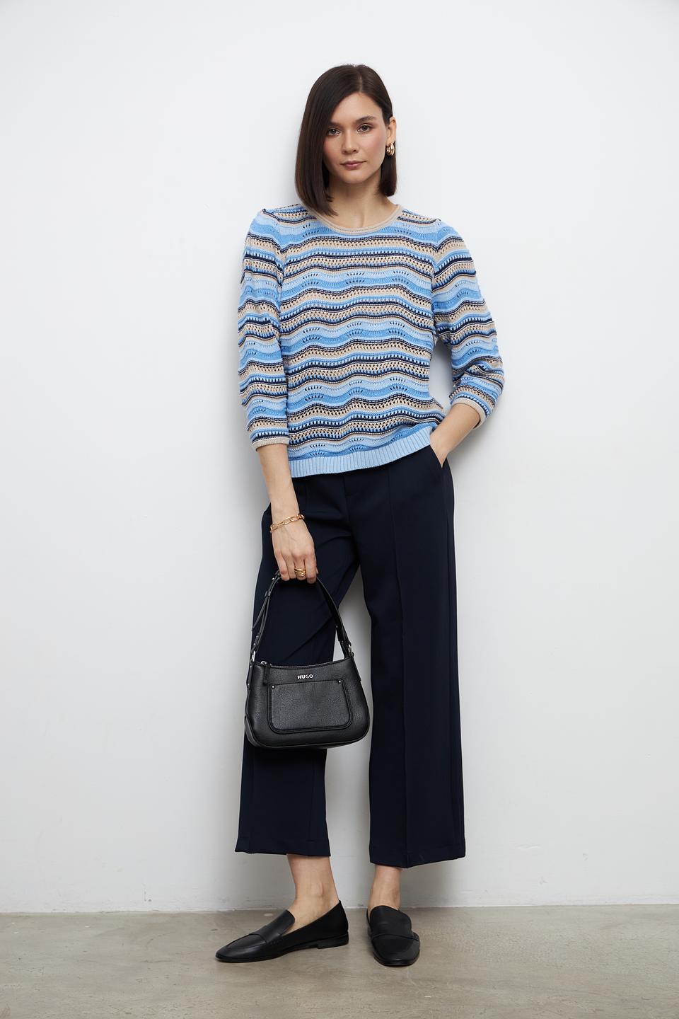 Пуловер Bianca в полоску голубой