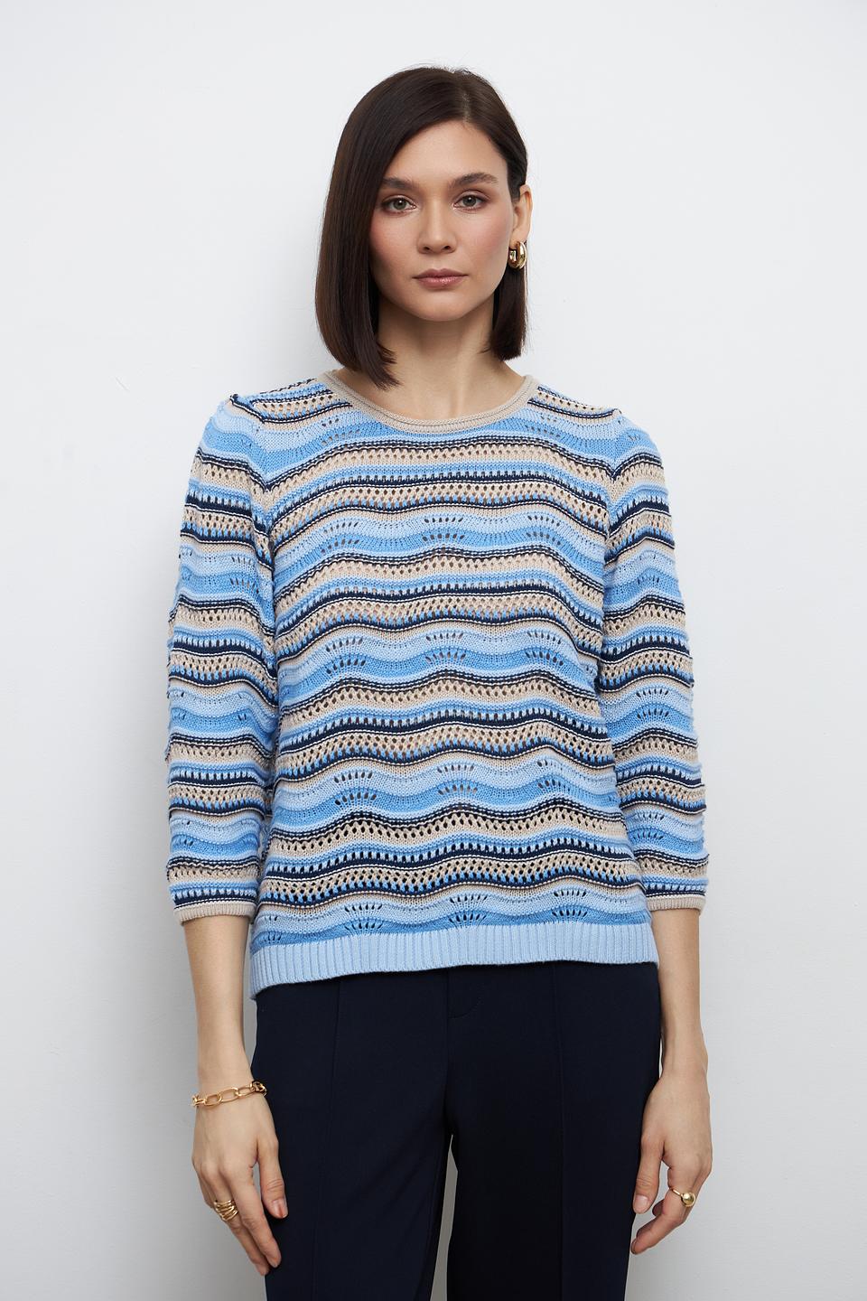 Пуловер Bianca в полоску голубой