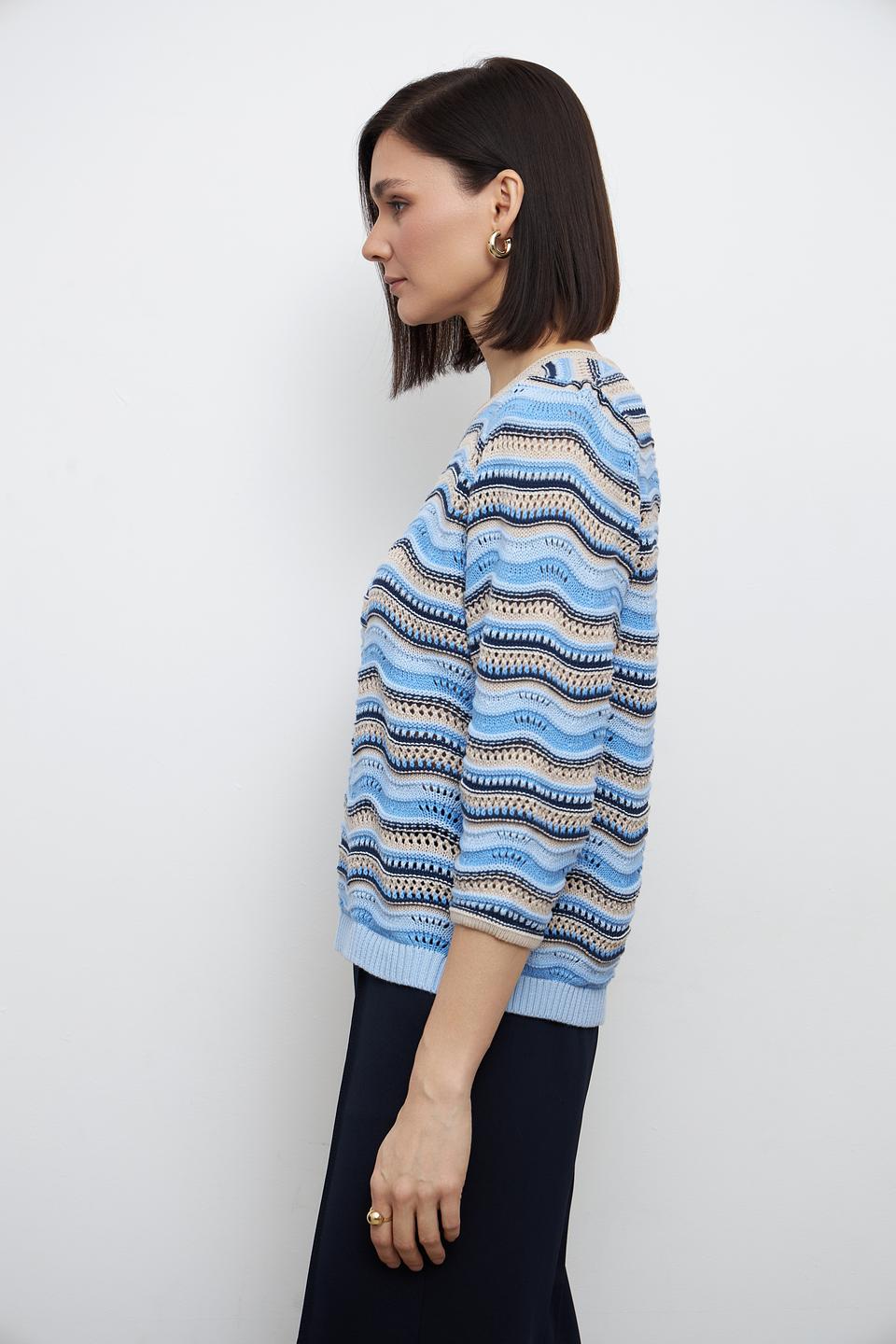 Пуловер Bianca в полоску голубой