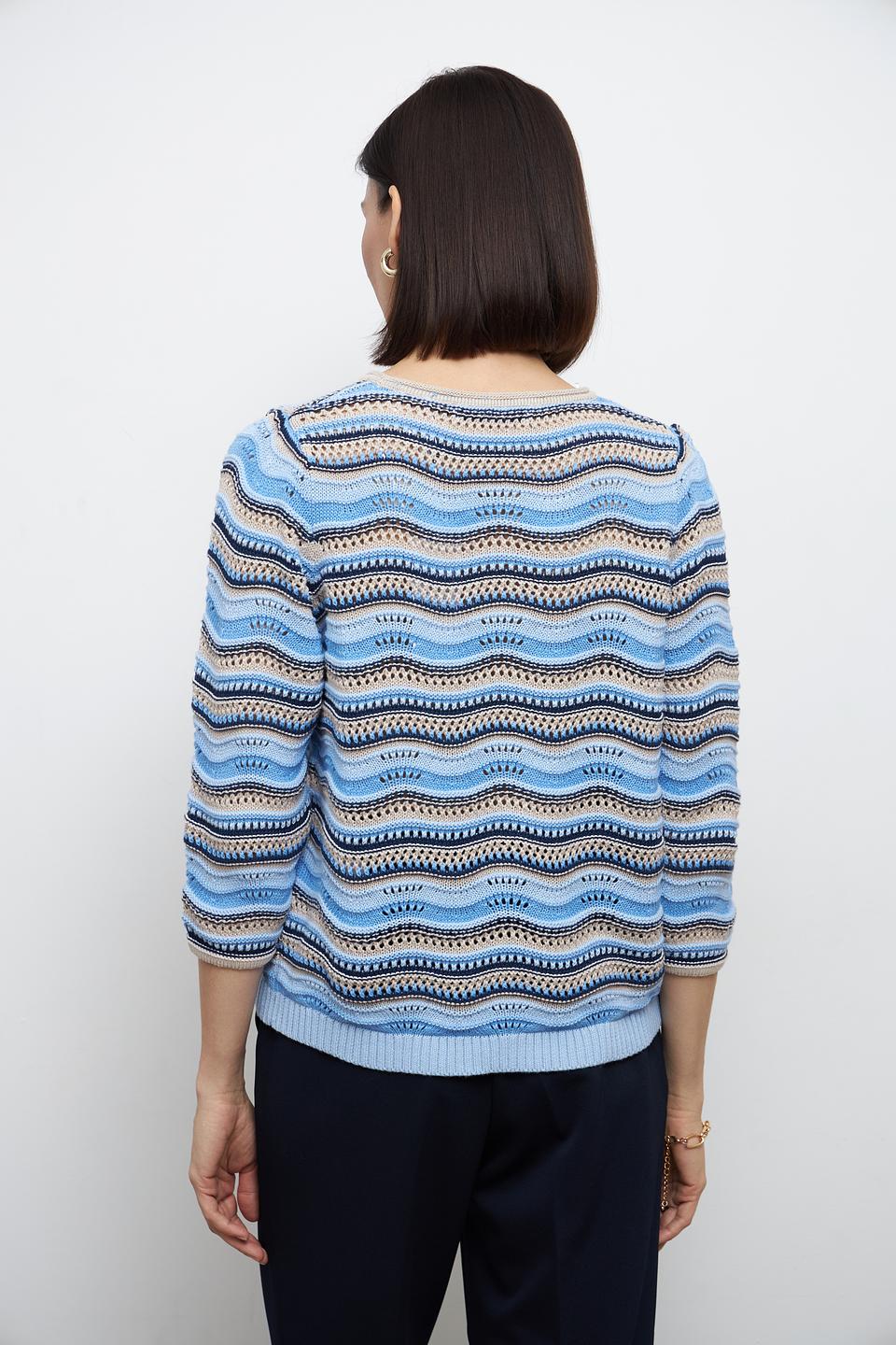Пуловер Bianca в полоску голубой
