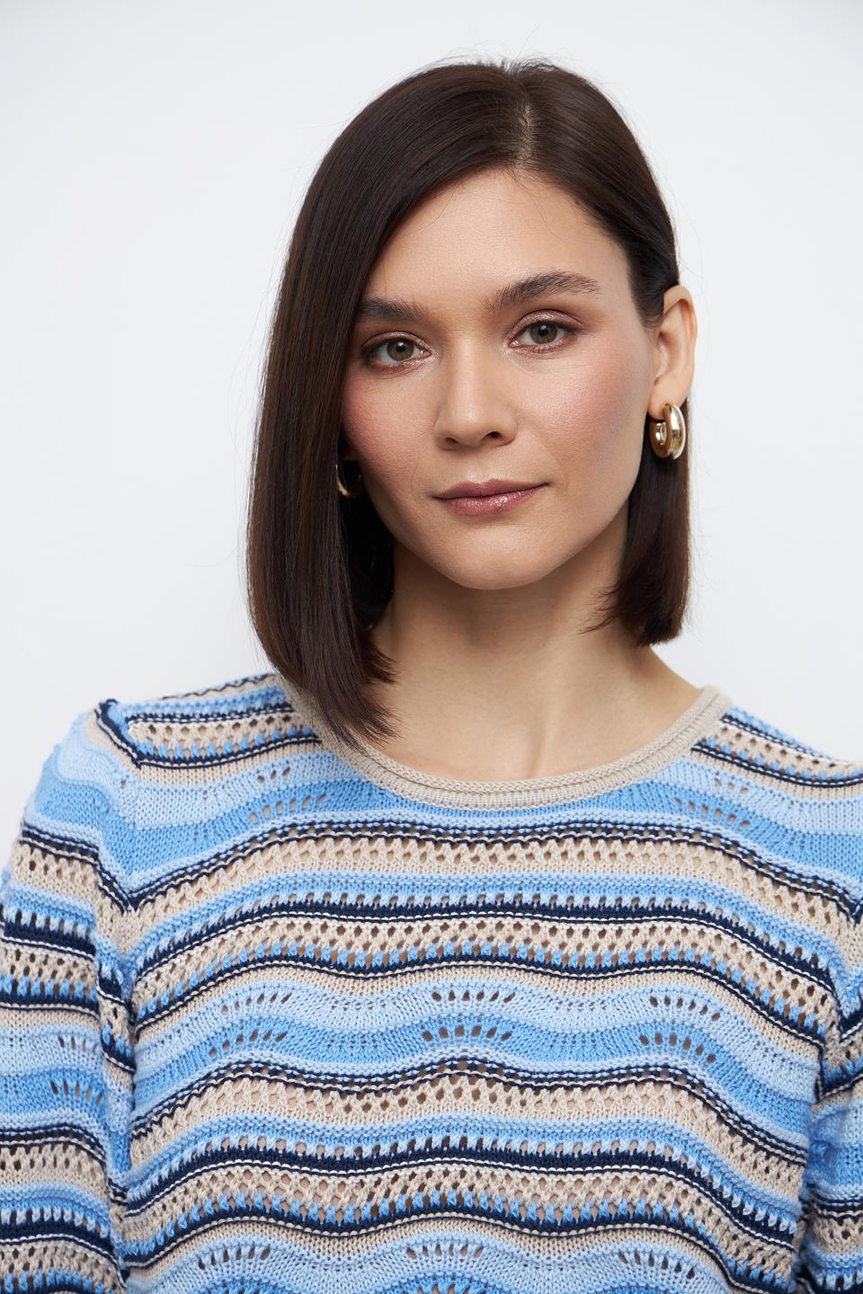 Пуловер Bianca в полоску голубой