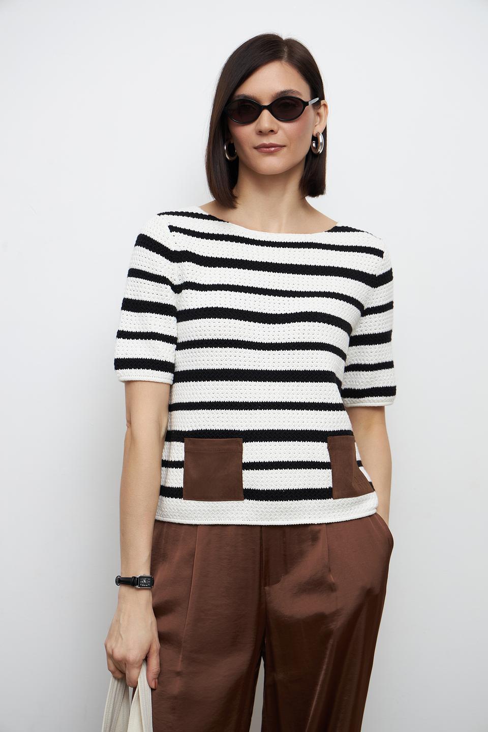 Пуловер Oui в полоску