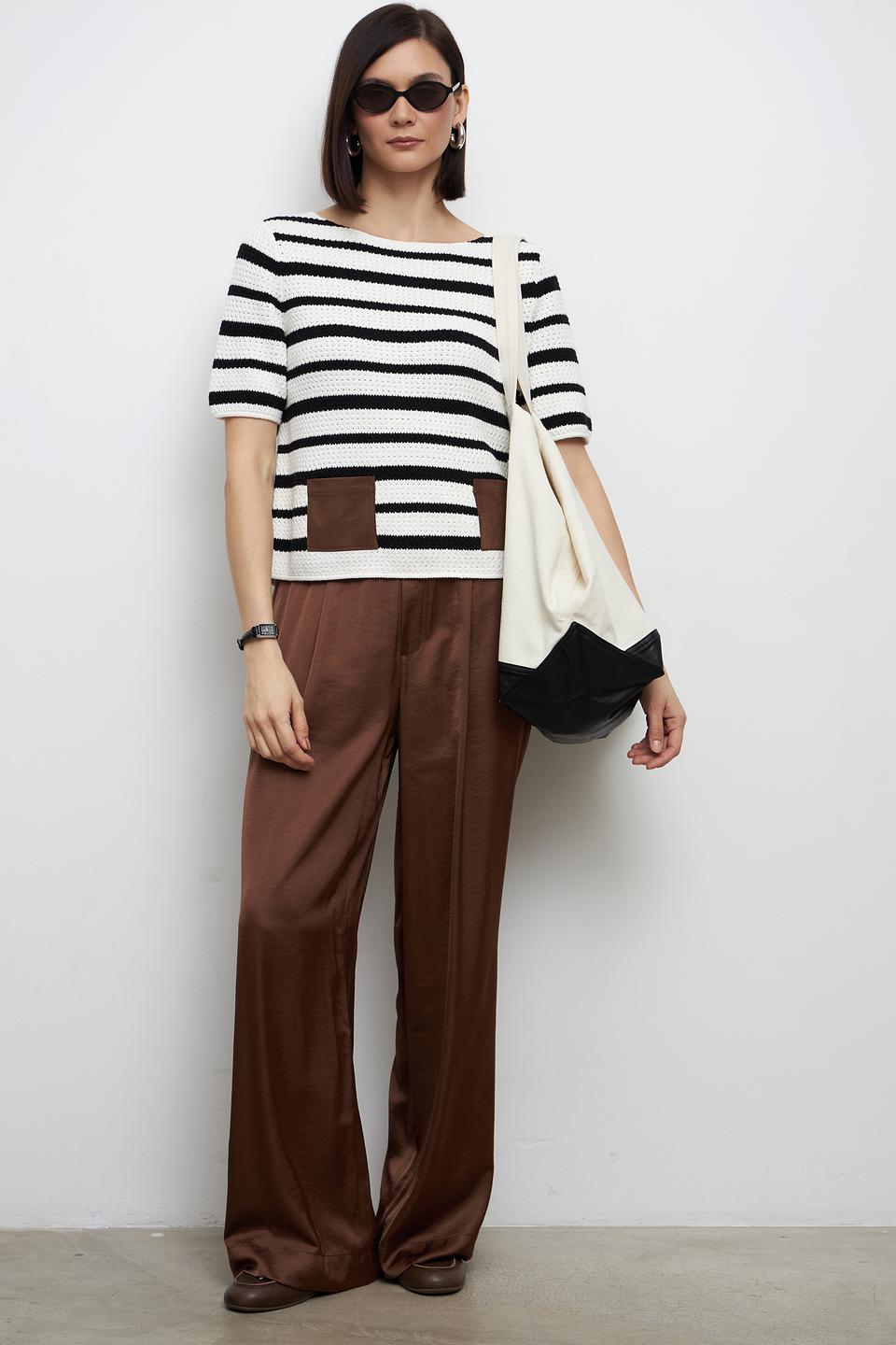 Пуловер Oui в полоску