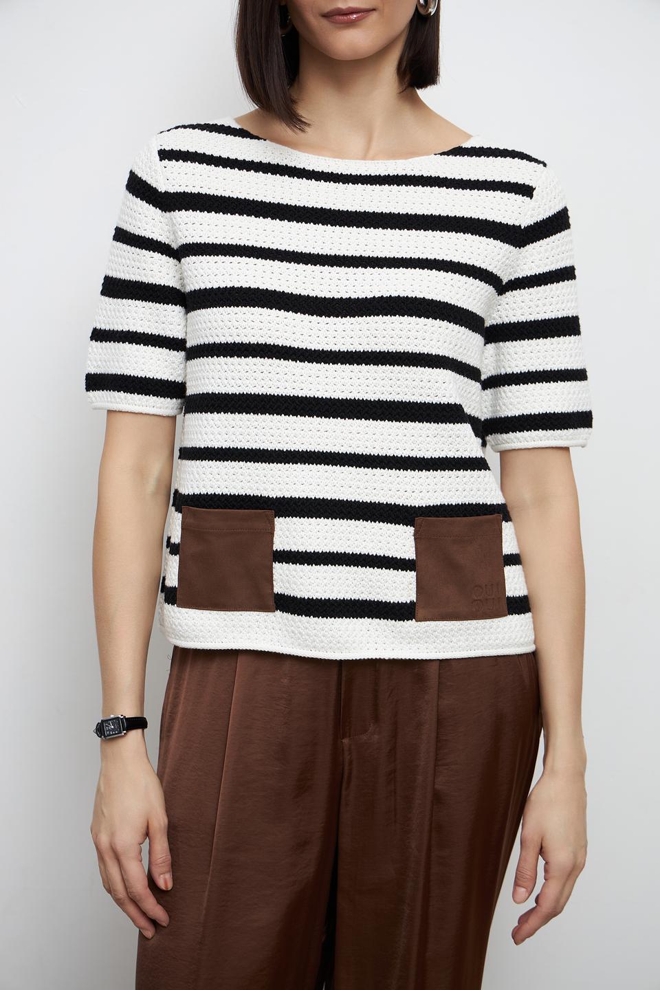 Пуловер Oui в полоску