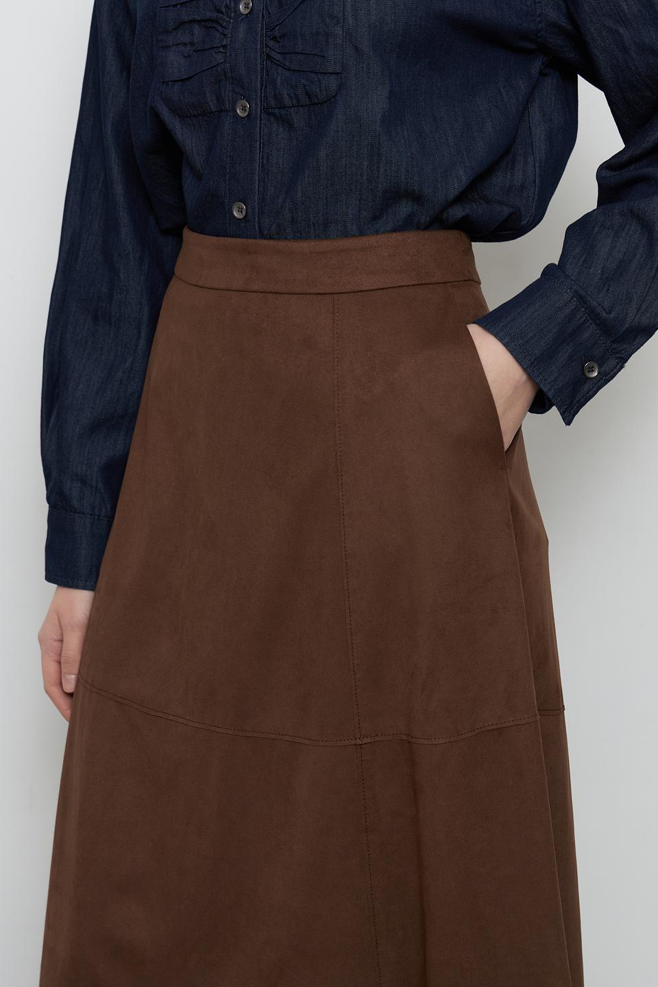 Юбка миди Oui коричневая