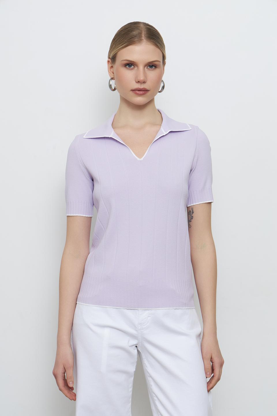 Джемпер Tricotier с воротником-поло лавандовый