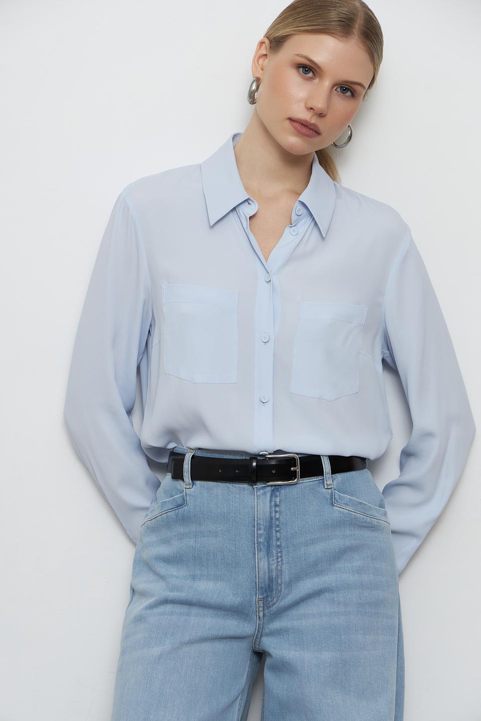 Блуза Luisa Cerano голубая с карманом