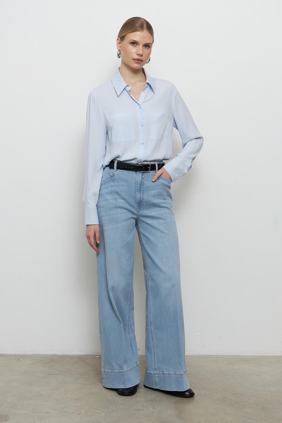 Блуза Luisa Cerano голубая с карманом