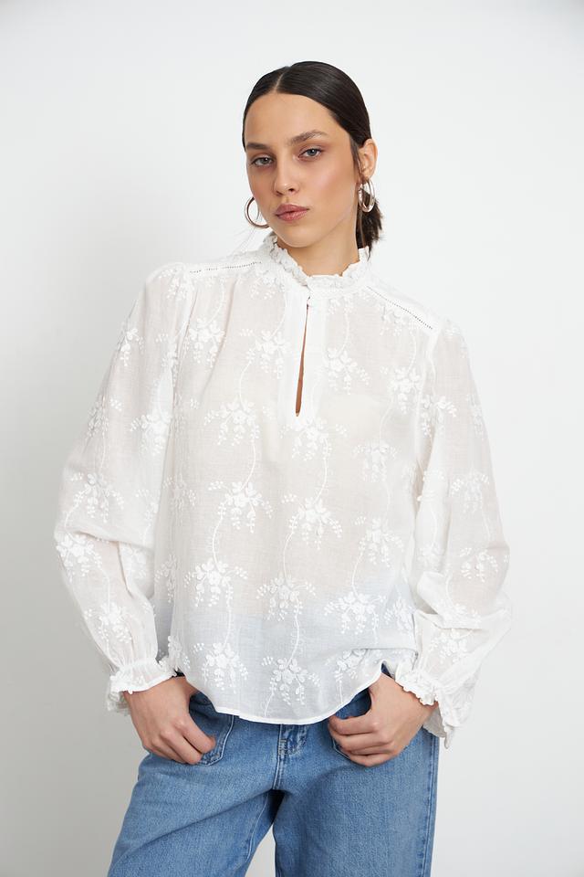 Блуза Oui с вышивкой, белый