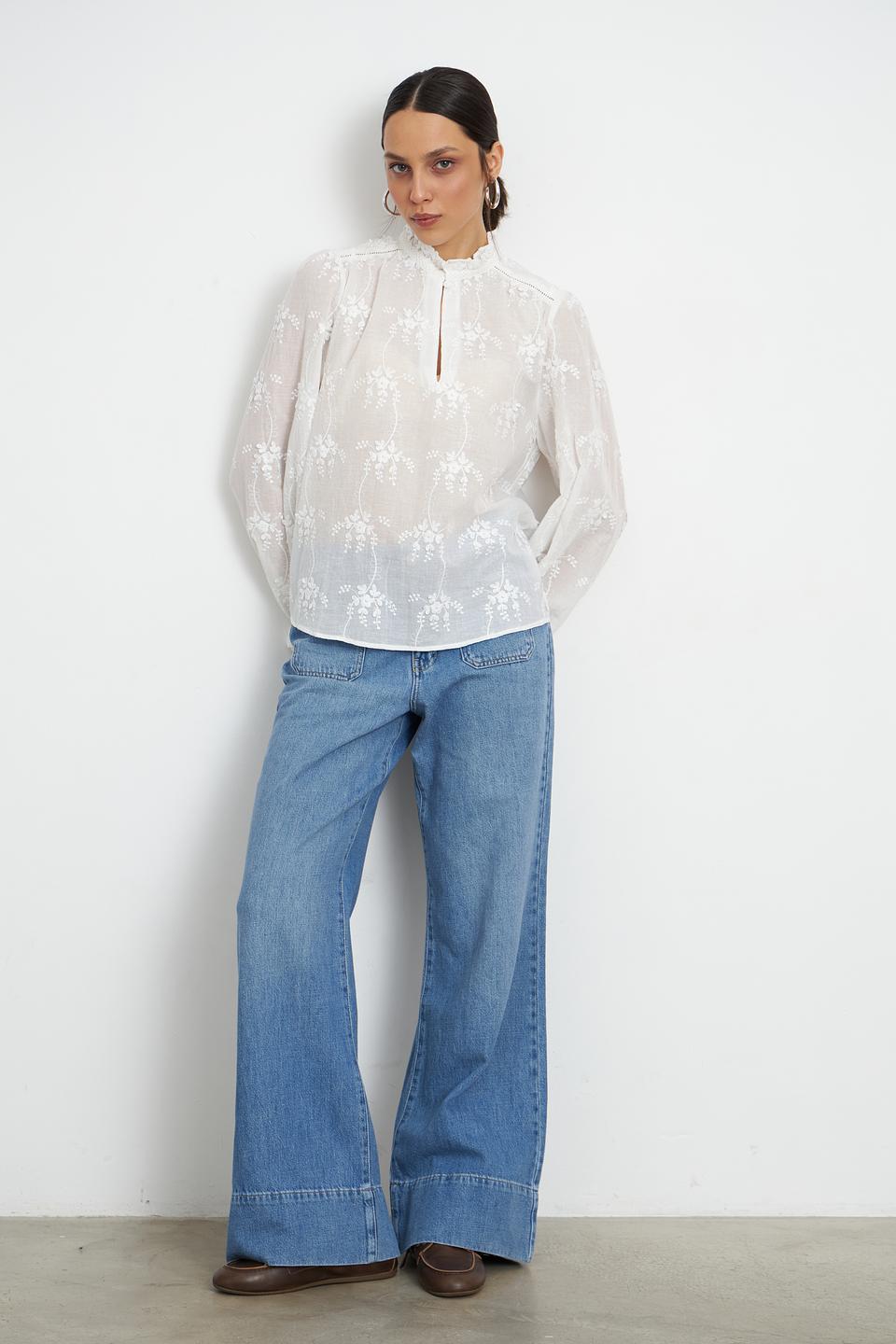 Блуза Oui с вышивкой, белый