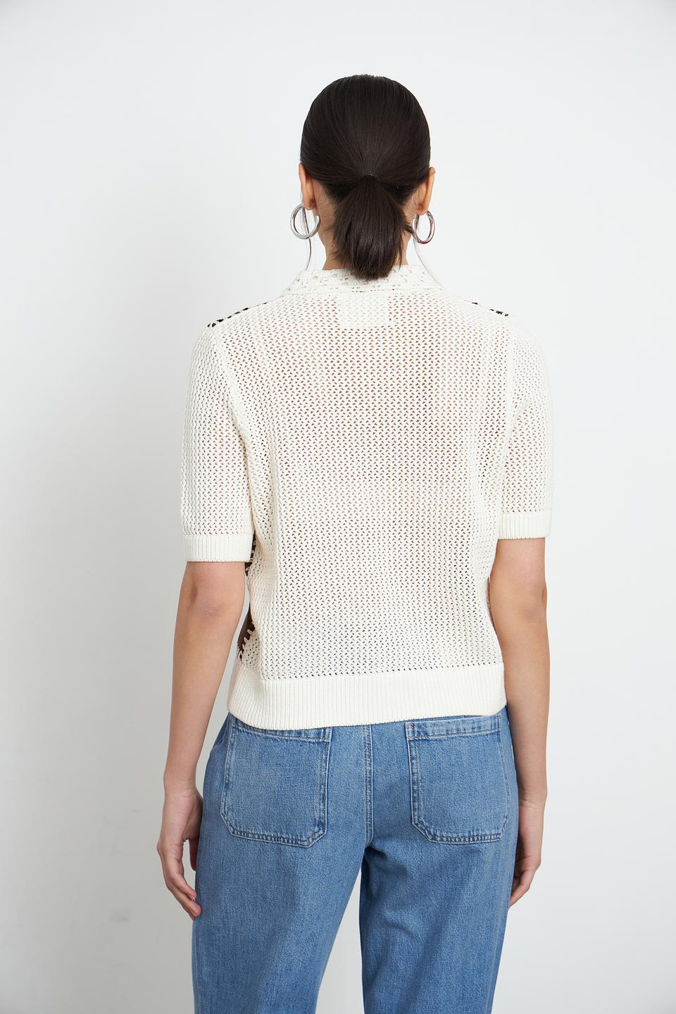 Жакет Oui коричневый с вязаным воротником