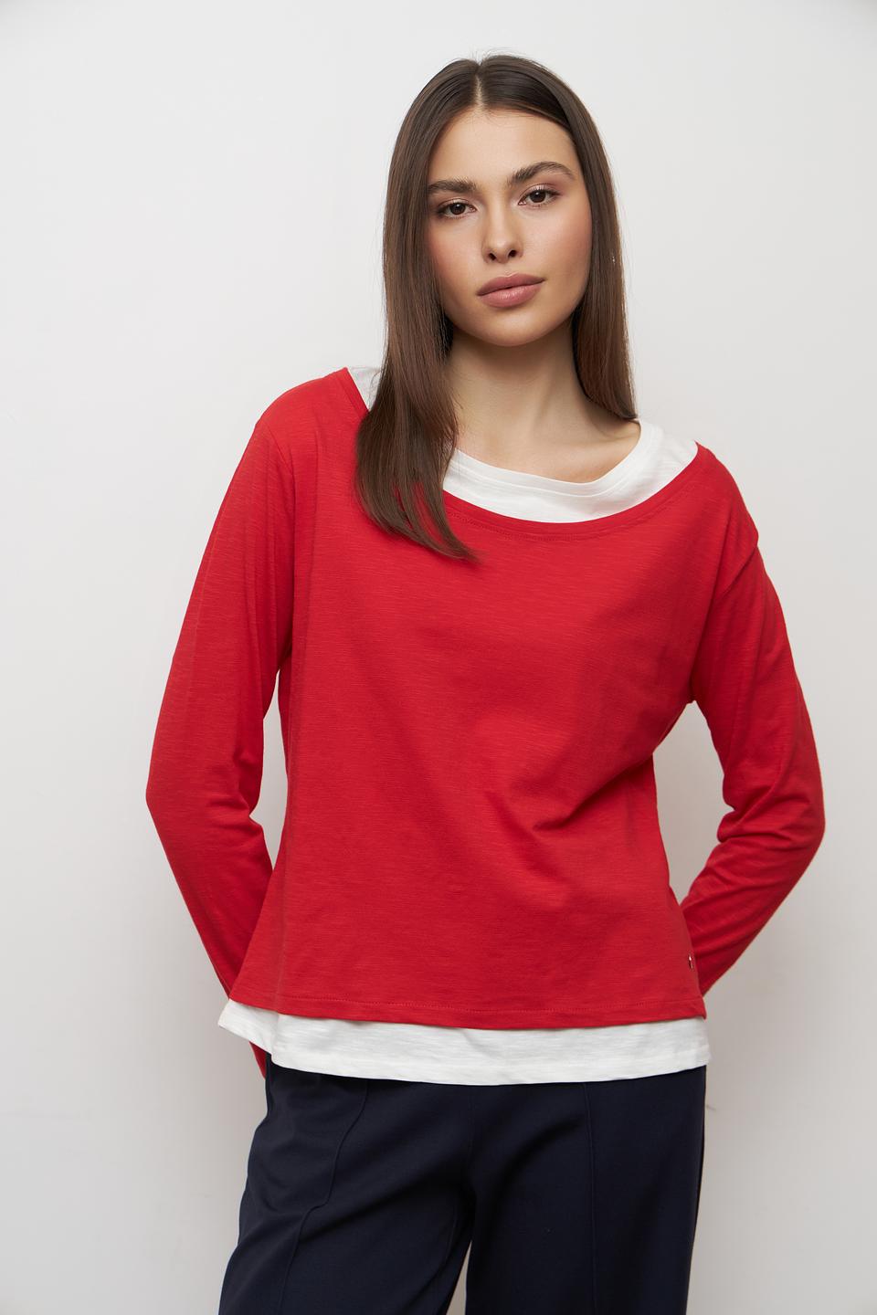 Футболка Monari с двойным воротником красный