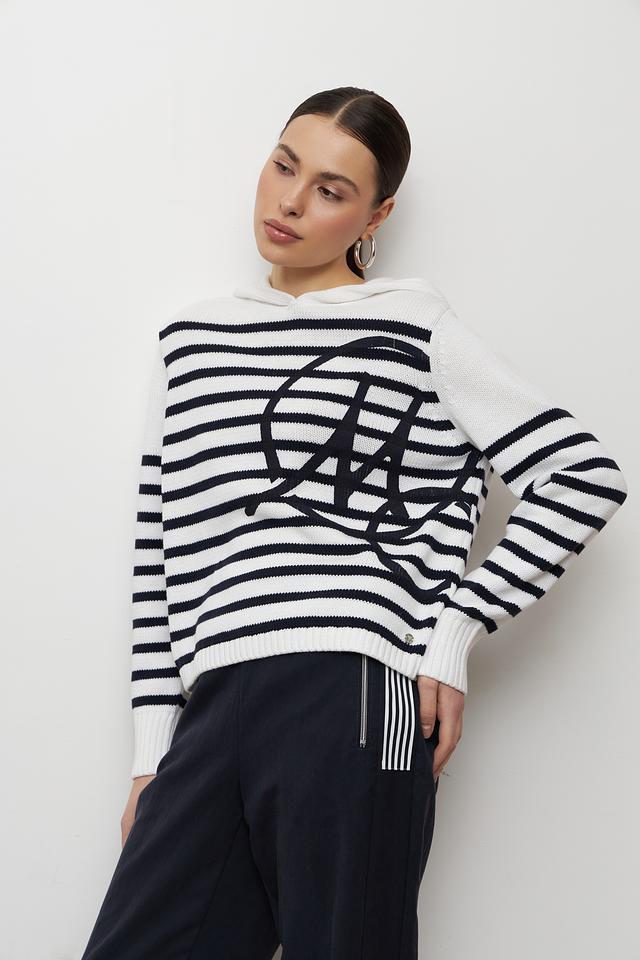 Пуловер Monari в полоску с капюшоном