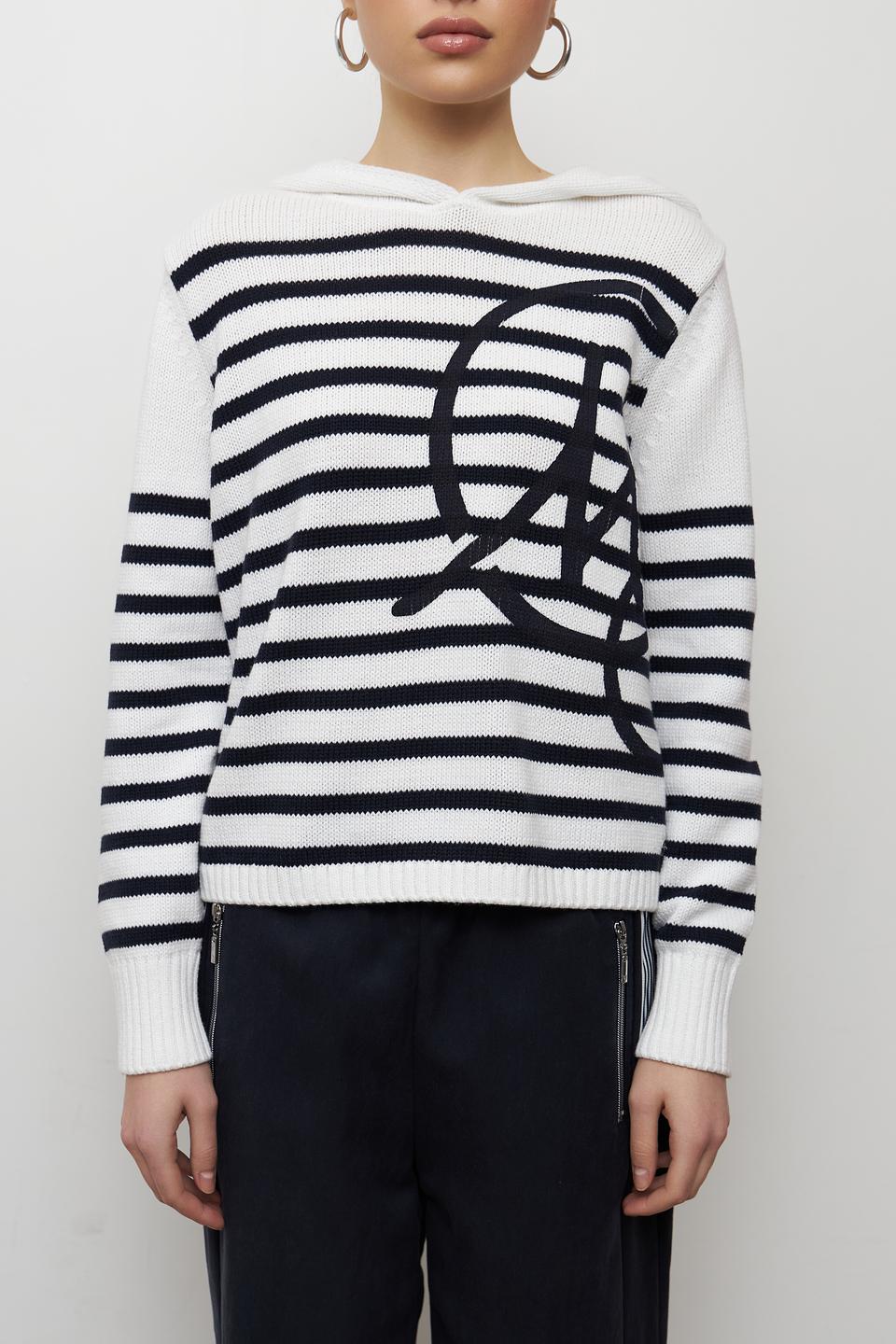 Пуловер Monari в полоску с капюшоном