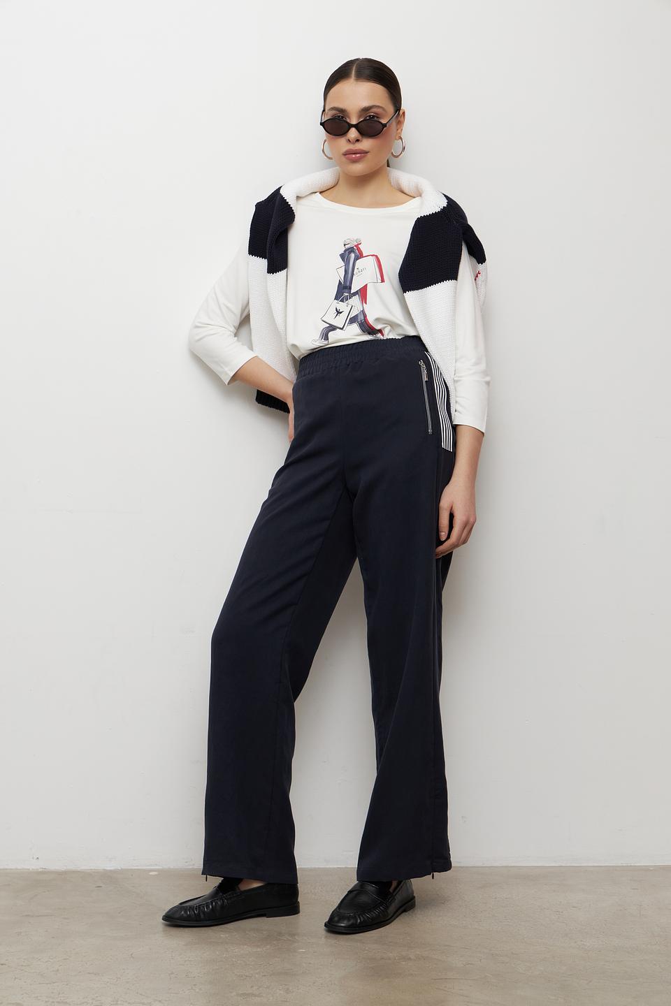 Брюки Monari клёш тёмно-синие