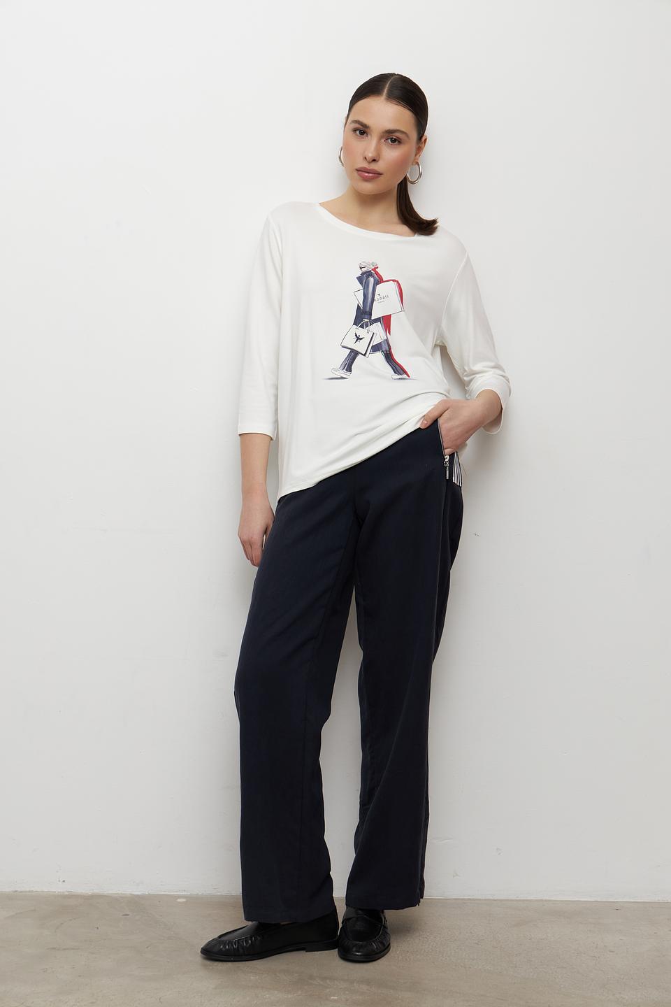 Брюки Monari клёш тёмно-синие