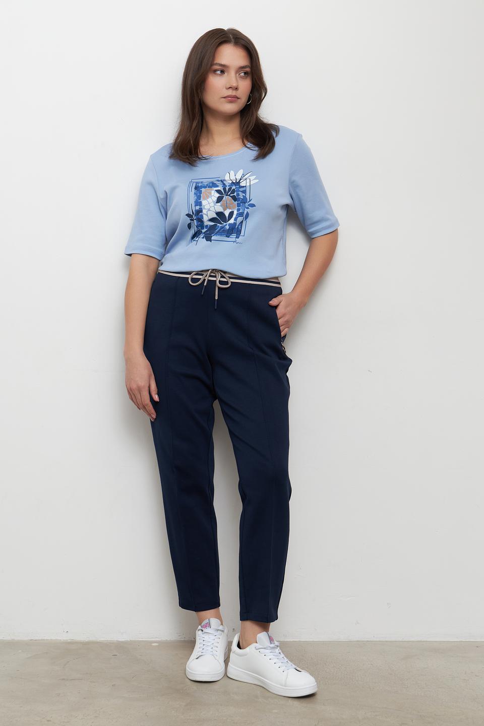 Брюки Olsen темно-синие с поясом