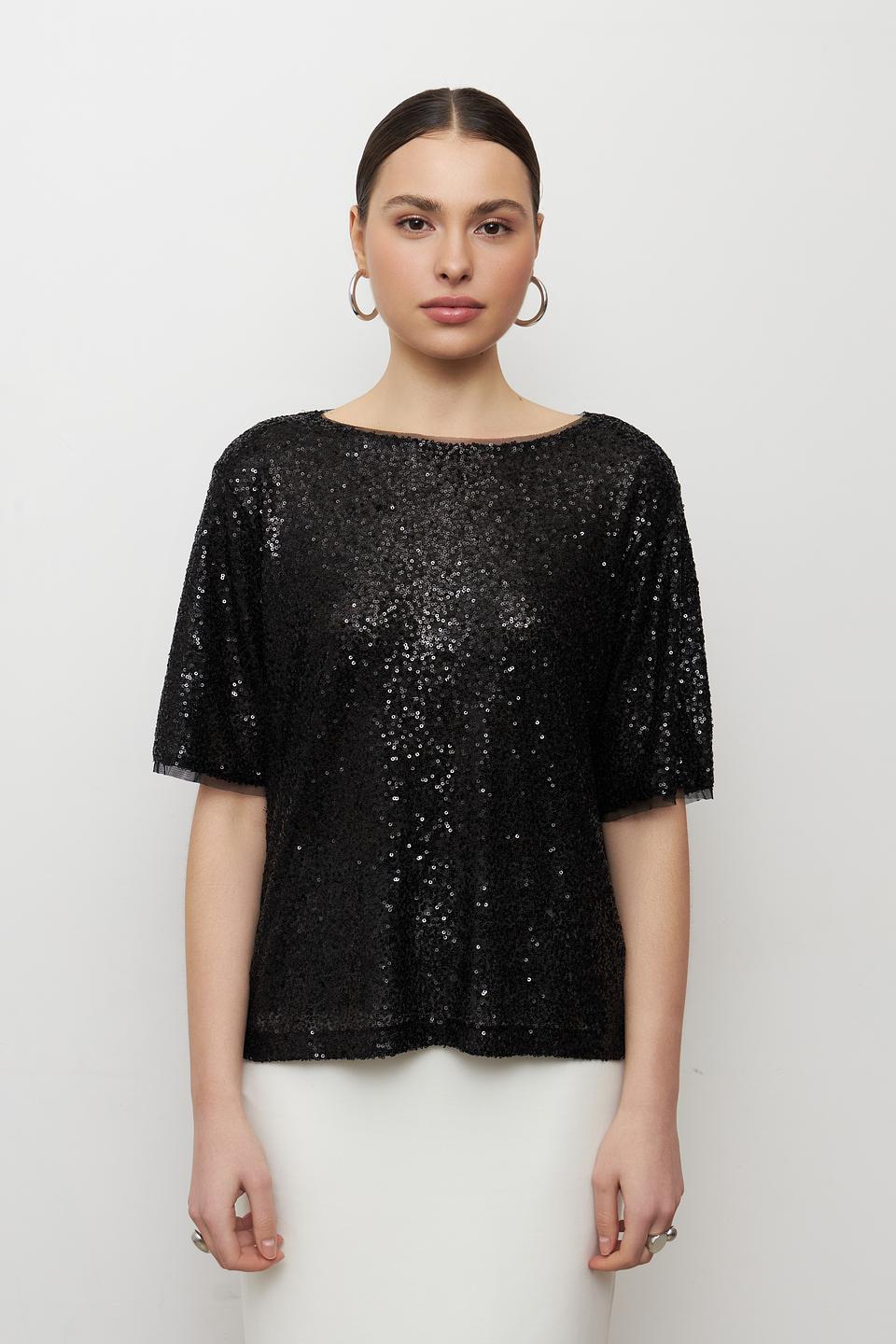 Блуза Monari чёрная с пайетками