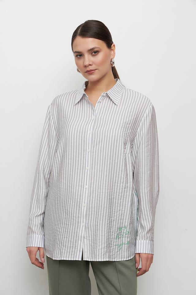 Блуза Lebek в полоску с вышивкой