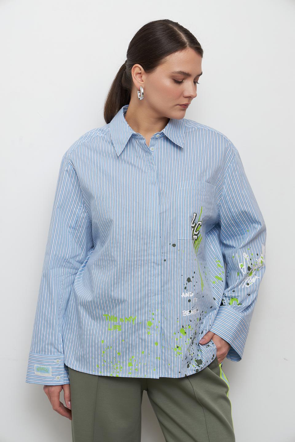 Блуза Lecomte в полоску с принтом