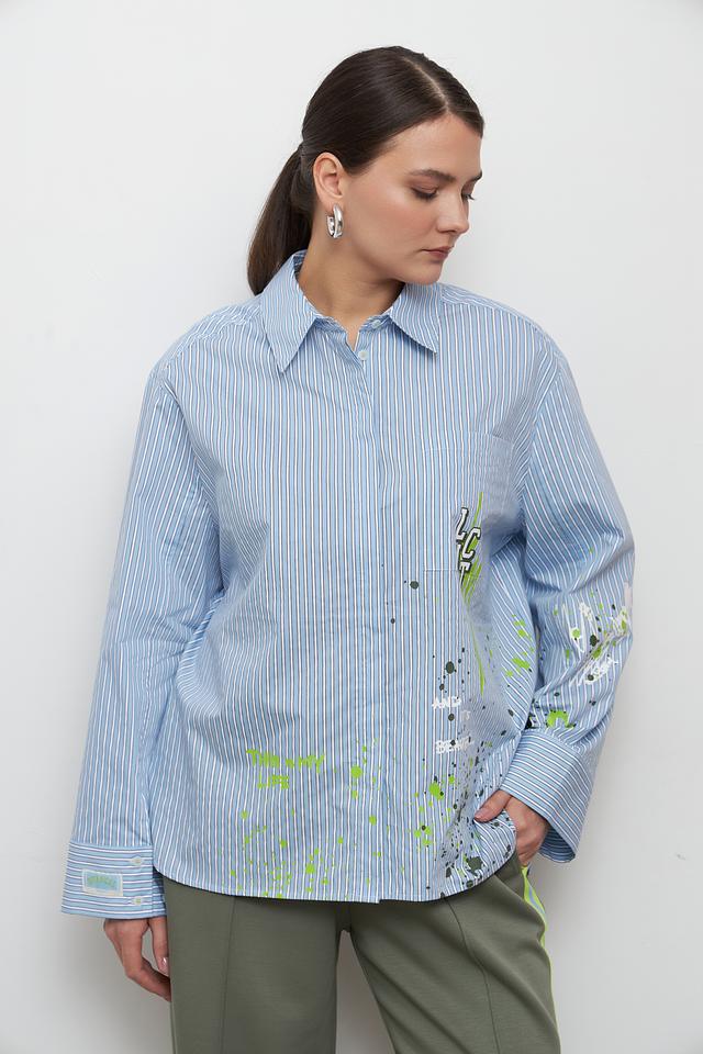 Блуза Lecomte в полоску с принтом