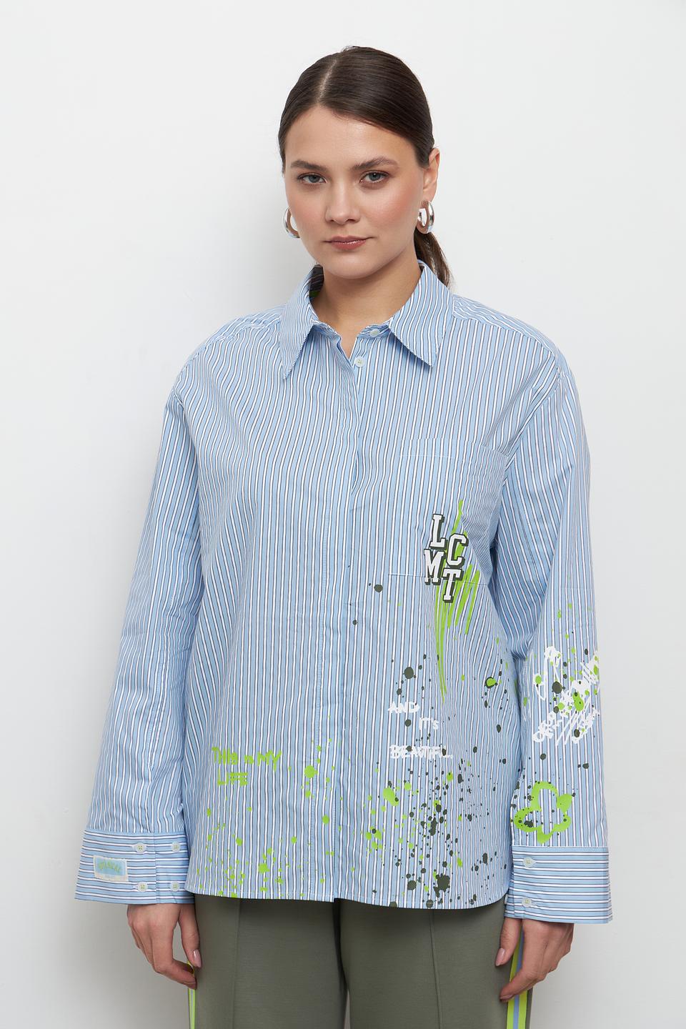 Блуза Lecomte в полоску с принтом
