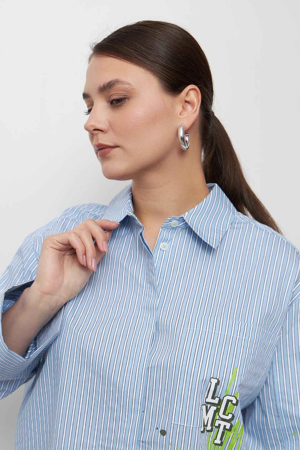 Блуза Lecomte в полоску с принтом