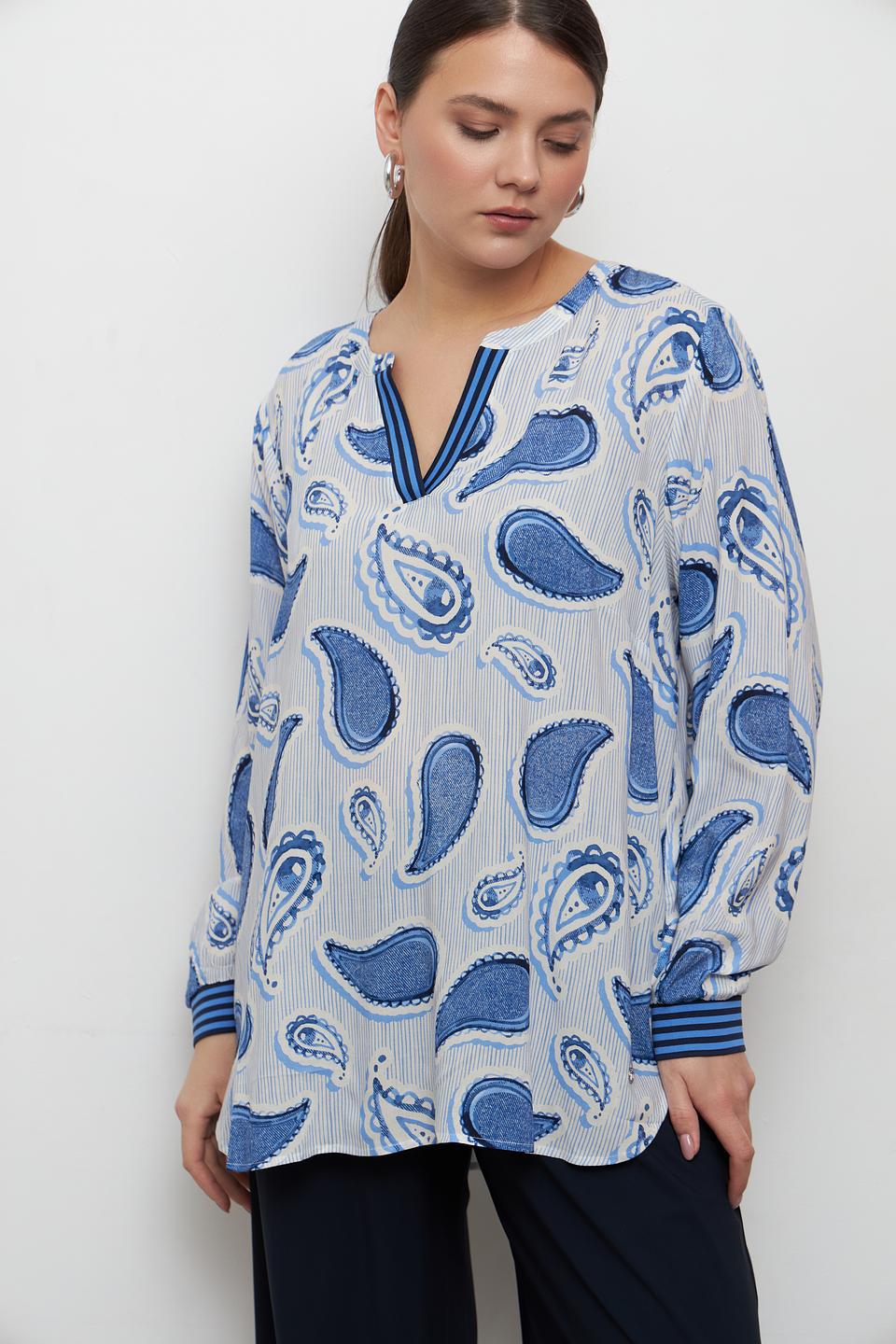 Блуза Frapp с пейсли голубой