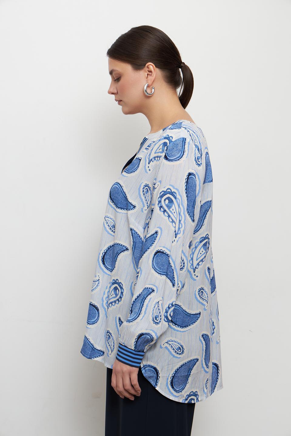 Блуза Frapp с пейсли голубой