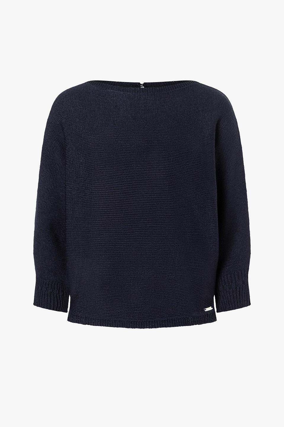 Пуловер MORE and MORE тёмно-синий с вырезом