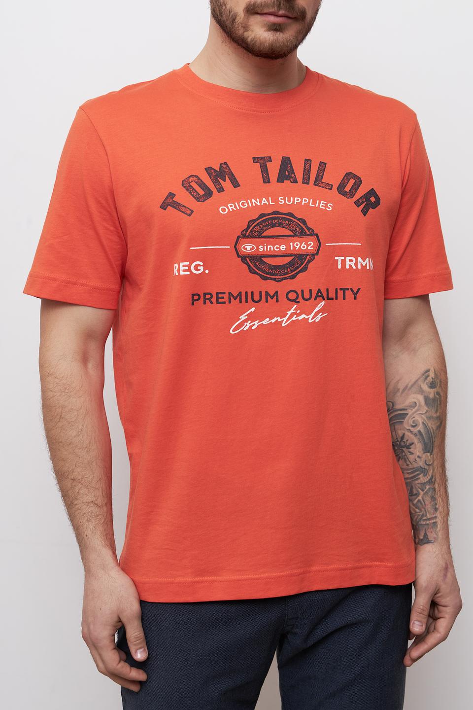 Футболка Tom Tailor оранжевая с логотипом